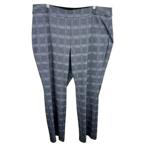 Lane Bryant Black White Checkered Plaid High Rise Straight Leg Pull‎ On Pants 22